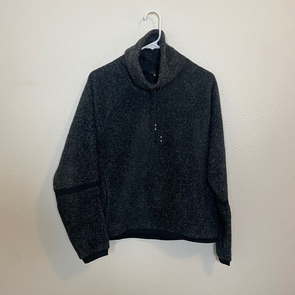 Nike Women's Size Small Black Speckled Fleece Mock Neck Pullover Sweatshirt - Picture 2 of 8